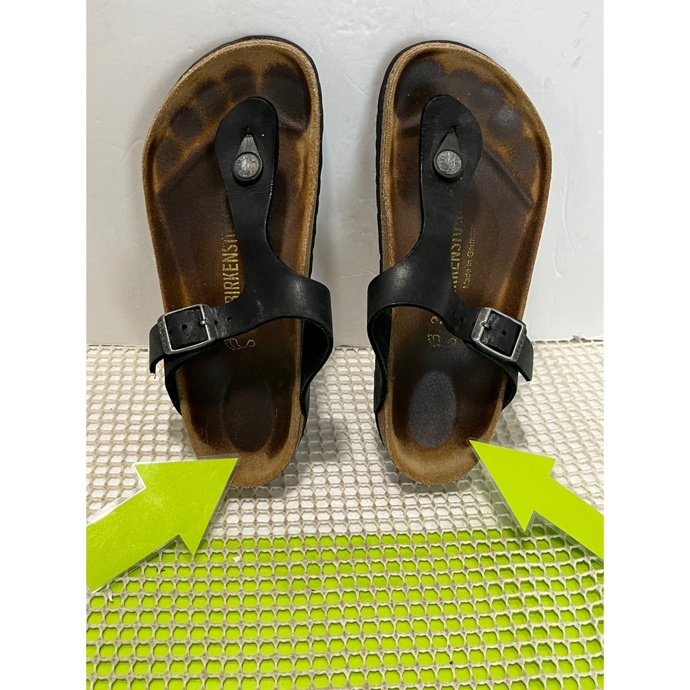 Birkenstock Gizeh Birko-Flor Thong Sandals Womens 36 L5 Black foot stained - Picture 9 of 10
